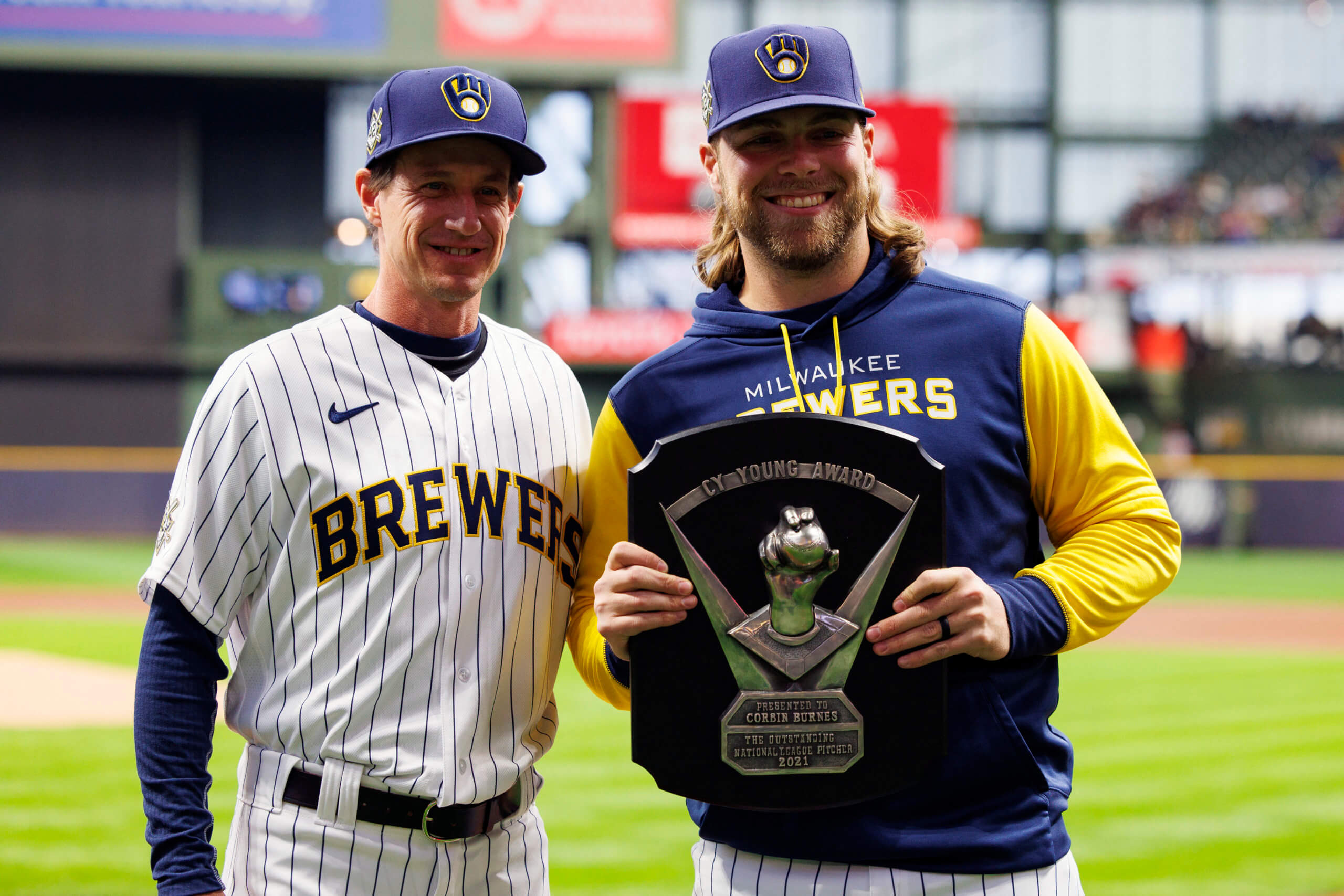 April 8, 2023: Milwaukee Brewers manager Craig Counsell (30) looks on  during the game between the Milwaukee Brewers and the St. Louis Cardinals  at American Family Field on April 8, 2023 in