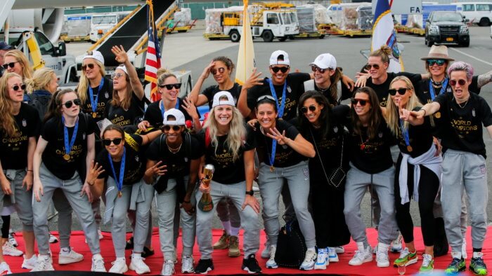 U.S. mens and womens soccer teams celebrate equal pay