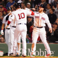 Boston celebrates a win in 2022 MLB action